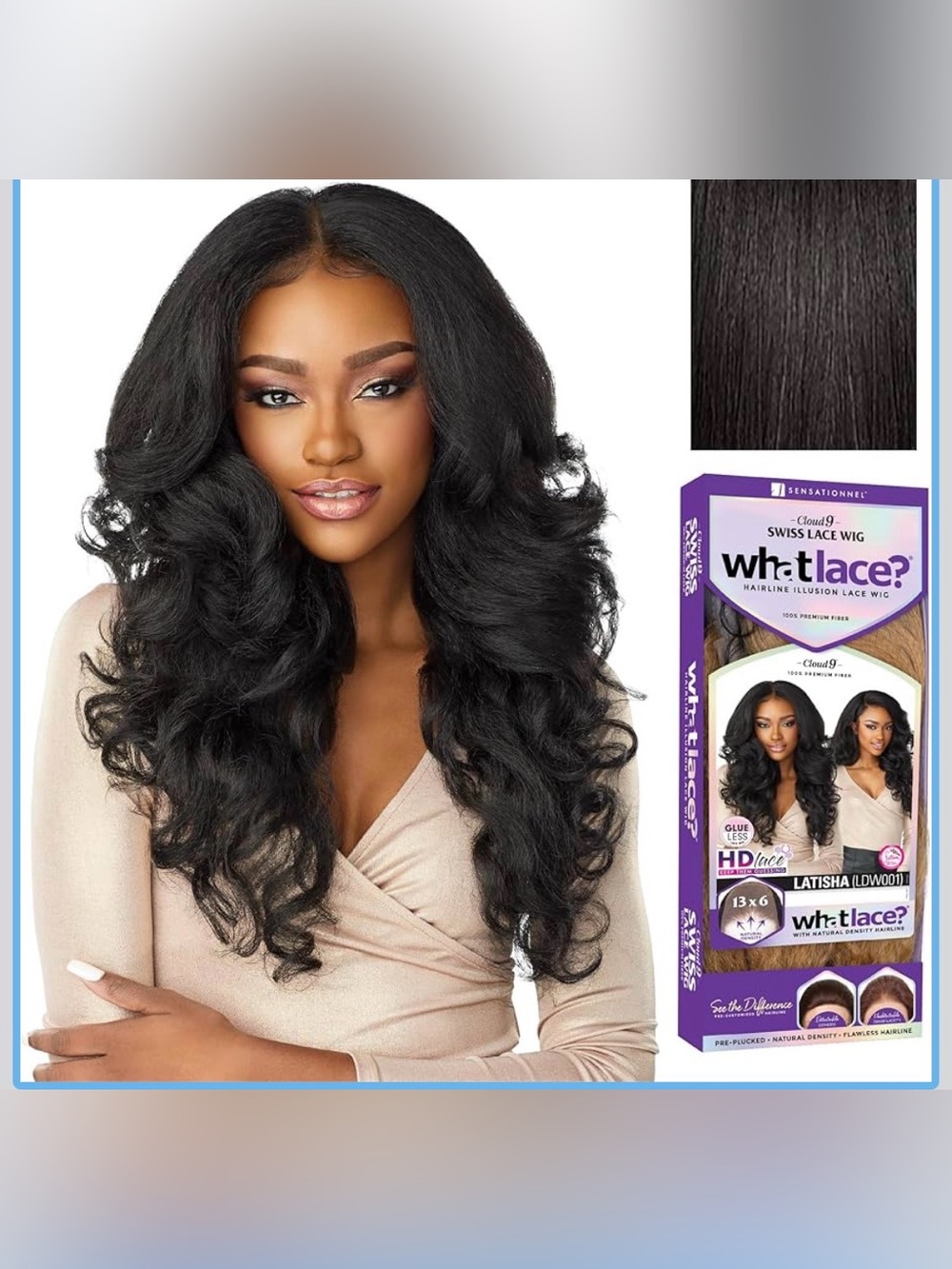 Cloud 9 What Lace Latisha 1B Off Black Lace Wig-New